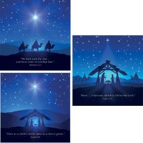 Blue Nativity Christmas Cards (6 Pack)